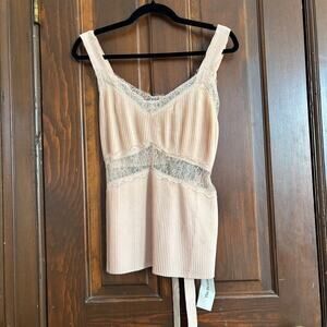 Sleeping With Jacques Osiris Silk Camisole Lace Pleated Top US 6